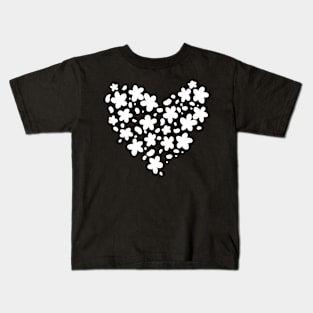 Cute white flower silhouette heart shaped Kids T-Shirt